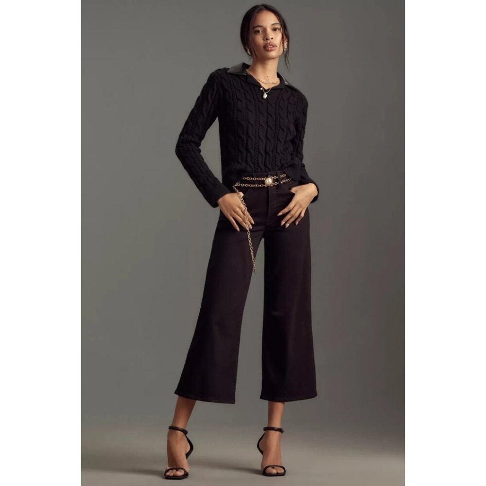 Good American Black Wide Leg Flare Jeans